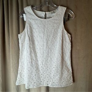 Boden White Lace Eyelet Sleeveless Tank Cotton Fully lined Spring Size 8